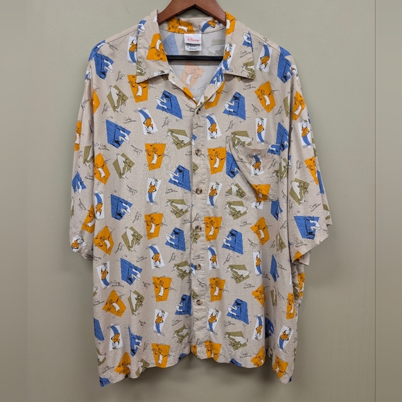Disney Other - Vintage Disney Store Rayon Goofy Man Of The House Hawaiian Button Front Shirt XL